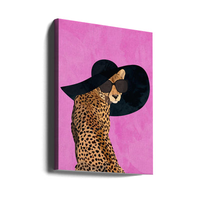 Cheetah Hat Pink - Stretched Canvas, Poster or Fine Art Print I Heart Wall Art