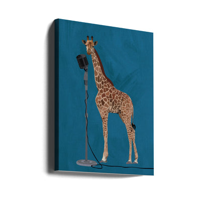 Giraffe Microphone Pink 2 01 - Stretched Canvas, Poster or Fine Art Print I Heart Wall Art