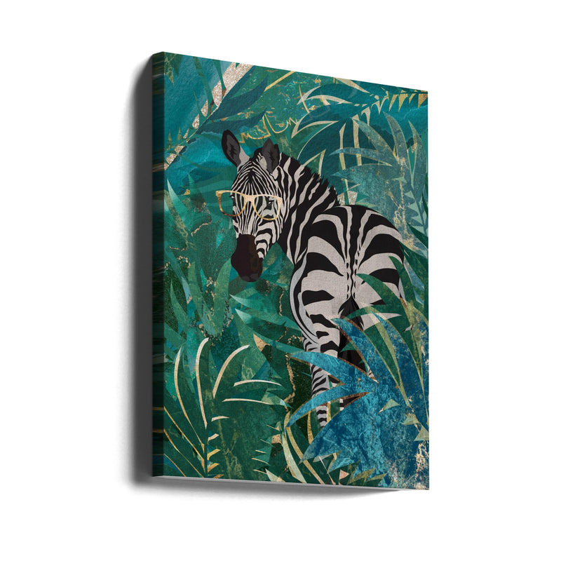 Zebra in the jungle 2 - Stretched Canvas, Poster or Fine Art Print I Heart Wall Art