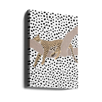 Leopard Sleeping Polkadots - Stretched Canvas, Poster or Fine Art Print I Heart Wall Art