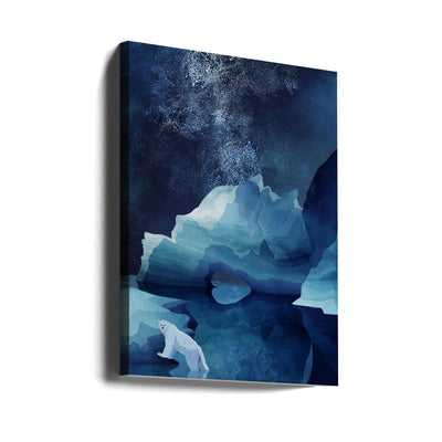 Polar Bear By Night - Stretched Canvas, Poster or Fine Art Print I Heart Wall Art