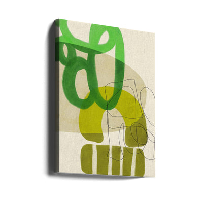 Painted Lines Green Tan 2 Kopie - Stretched Canvas, Poster or Fine Art Print I Heart Wall Art