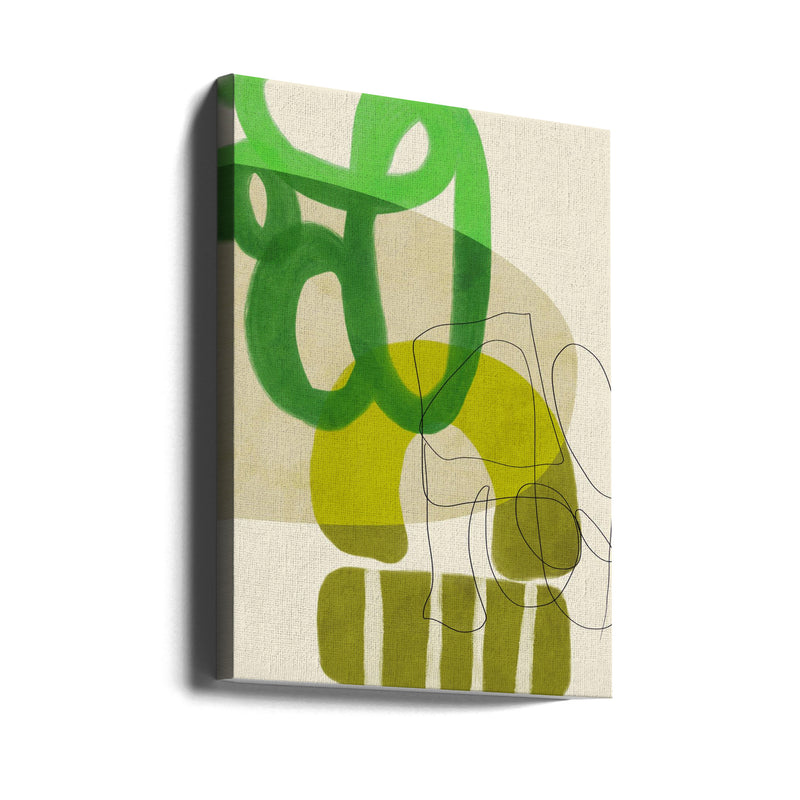 Painted Lines Green Tan 2 Kopie - Stretched Canvas, Poster or Fine Art Print I Heart Wall Art