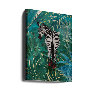 Zebra wearing heels in the jungle - Stretched Canvas, Poster or Fine Art Print I Heart Wall Art