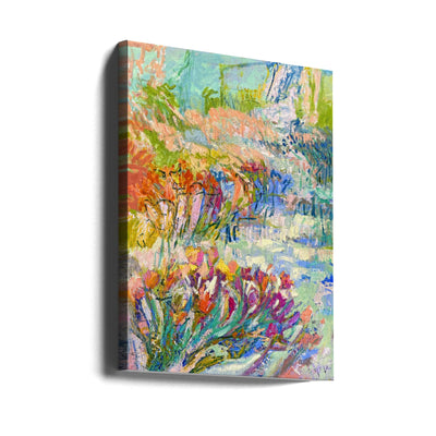 Vibrant Garden Path - Stretched Canvas, Poster or Fine Art Print I Heart Wall Art