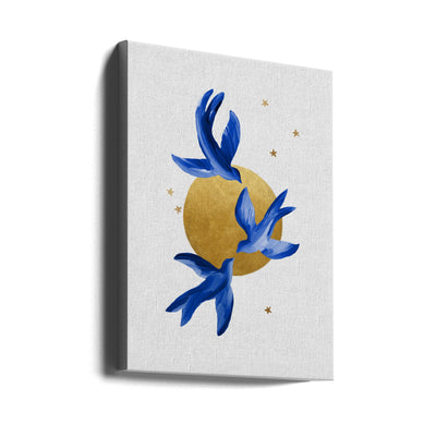 Blue Birds - Stretched Canvas, Poster or Fine Art Print I Heart Wall Art