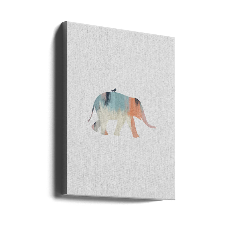 Pastel Elephant - Stretched Canvas, Poster or Fine Art Print I Heart Wall Art