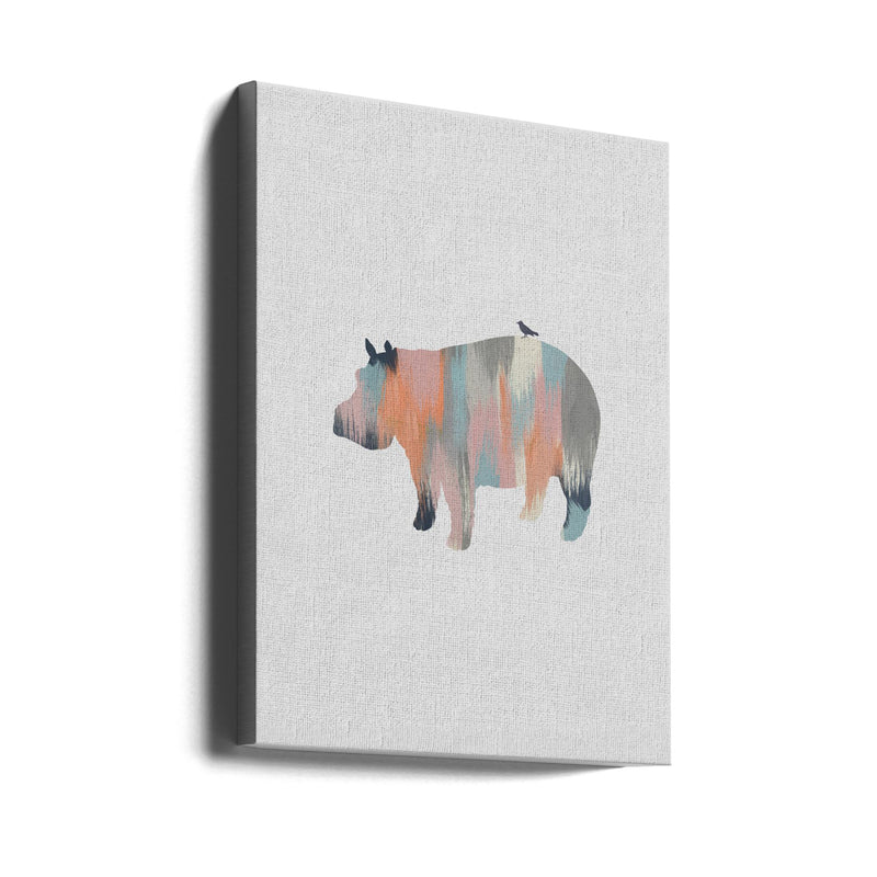 Pastel Hippo - Stretched Canvas, Poster or Fine Art Print I Heart Wall Art