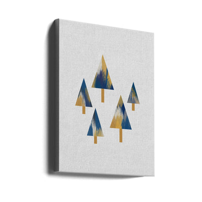 Trees Blue & Yellow - Stretched Canvas, Poster or Fine Art Print I Heart Wall Art