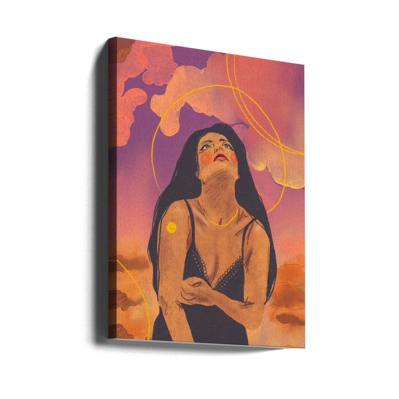 Sunset girl - Stretched Canvas, Poster or Fine Art Print I Heart Wall Art