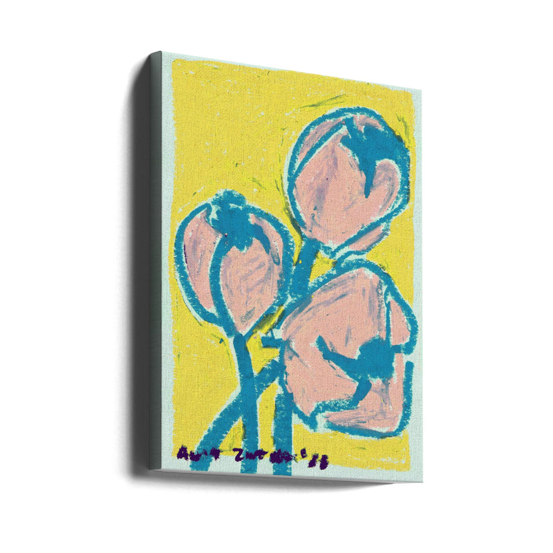 Little Tulips Blue - Stretched Canvas, Poster or Fine Art Print I Heart Wall Art