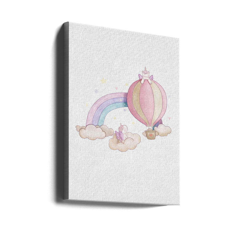 Kawai Cloudy Unicorn - Stretched Canvas, Poster or Fine Art Print I Heart Wall Art