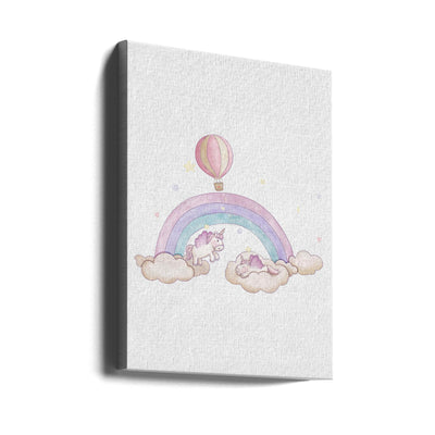 Kawai Cloudy Unicorn - Stretched Canvas, Poster or Fine Art Print I Heart Wall Art