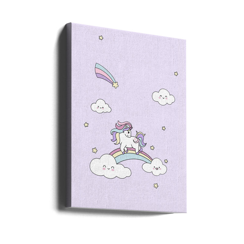 Kawaii Unicorn - Stretched Canvas, Poster or Fine Art Print I Heart Wall Art