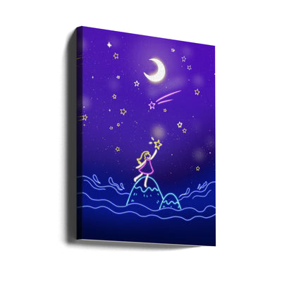 Neon Glow Girl - Stretched Canvas, Poster or Fine Art Print I Heart Wall Art