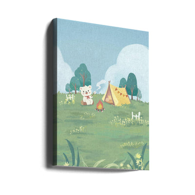 Bear's Picnic Day Out - Stretched Canvas, Poster or Fine Art Print I Heart Wall Art