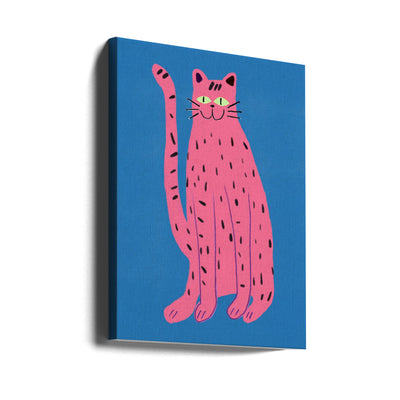 Pink cat - Stretched Canvas, Poster or Fine Art Print I Heart Wall Art