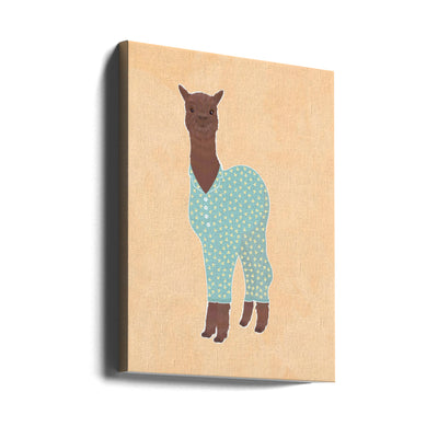 Llama In Pjs Banana Orange - Stretched Canvas, Poster or Fine Art Print I Heart Wall Art