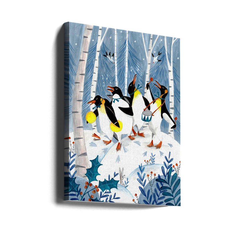 Penguins make music in the forest - Stretched Canvas, Poster or Fine Art Print I Heart Wall Art