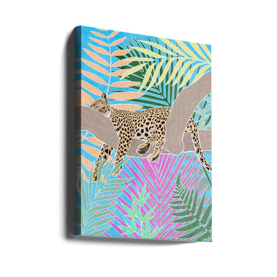 Jaguar Sleeping in colourful jungle - Stretched Canvas, Poster or Fine Art Print I Heart Wall Art