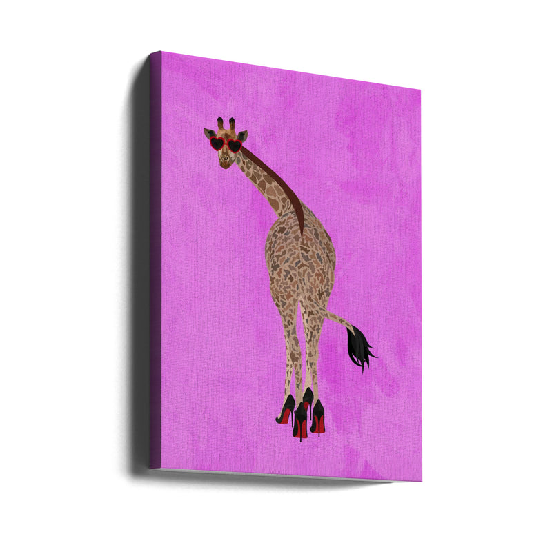 Quirky Giraffe wearing shoes - Stretched Canvas, Poster or Fine Art Print I Heart Wall Art