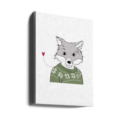 Furry Fox - Stretched Canvas, Poster or Fine Art Print I Heart Wall Art