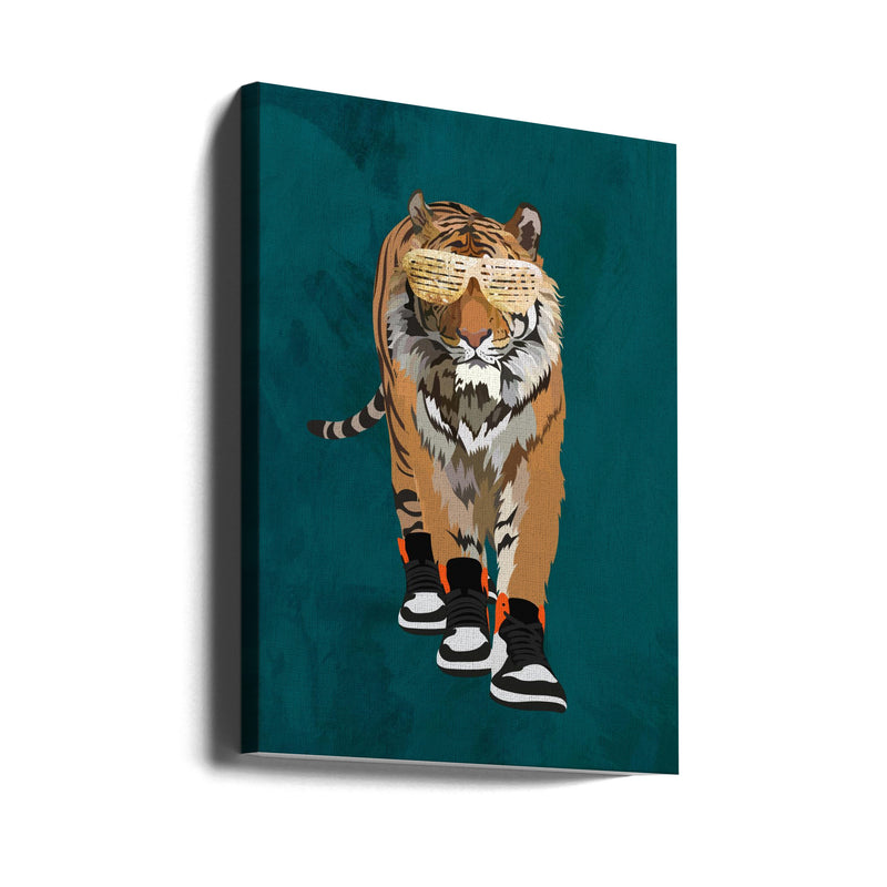 Tiger prowling in high top sneakers - Stretched Canvas, Poster or Fine Art Print I Heart Wall Art