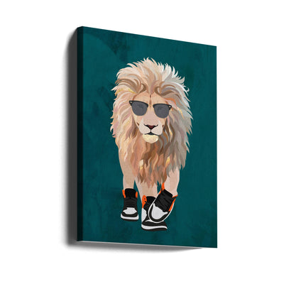 Lion prowling in high top sneakers - Stretched Canvas, Poster or Fine Art Print I Heart Wall Art