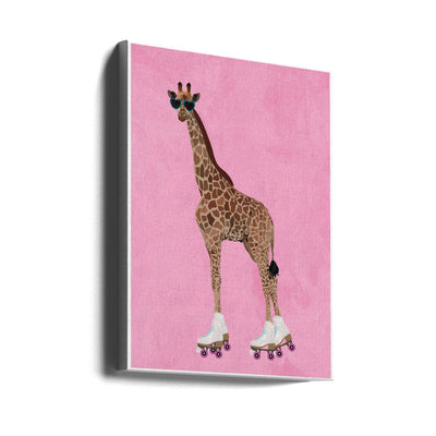 Rollerskating Giraffe - Stretched Canvas, Poster or Fine Art Print I Heart Wall Art