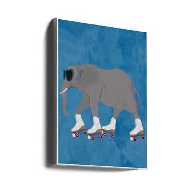 Rollerskating elephant - Stretched Canvas, Poster or Fine Art Print I Heart Wall Art