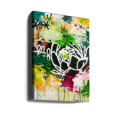 xo green flower - Stretched Canvas, Poster or Fine Art Print I Heart Wall Art