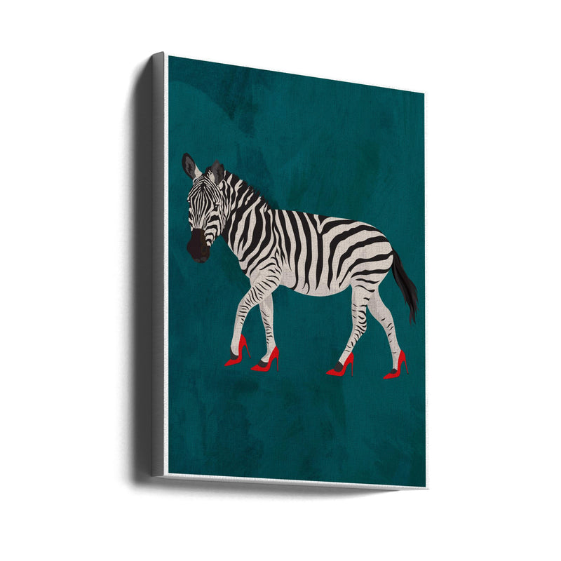 Zebra in heels 2 - Stretched Canvas, Poster or Fine Art Print I Heart Wall Art