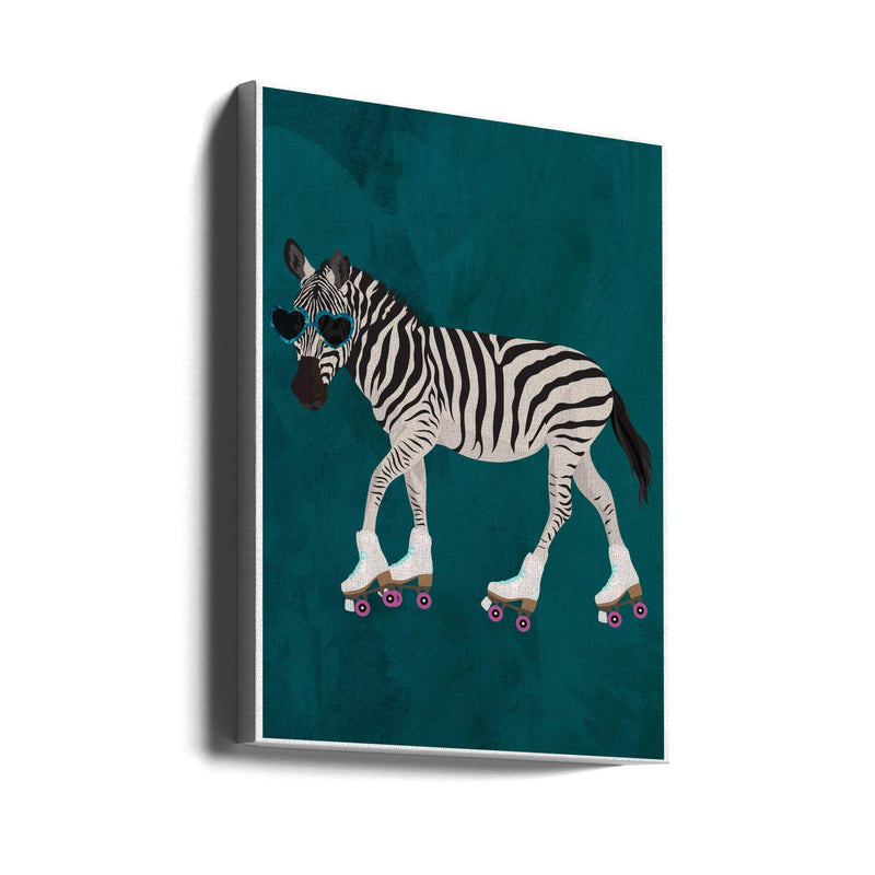 Zebra rollerskating - Stretched Canvas, Poster or Fine Art Print I Heart Wall Art