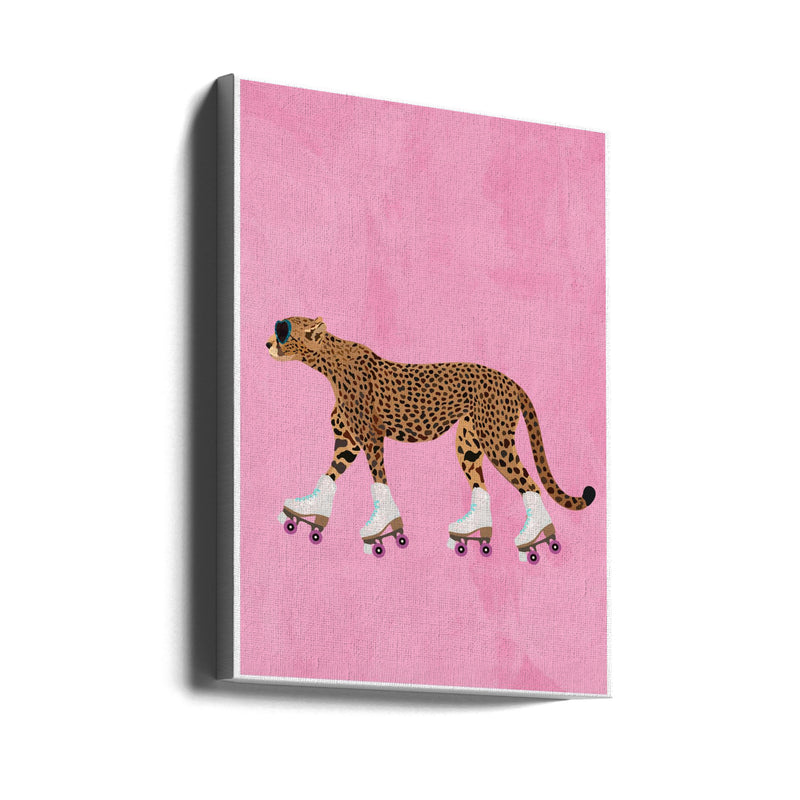 Cheetah rollerskating - Stretched Canvas, Poster or Fine Art Print I Heart Wall Art