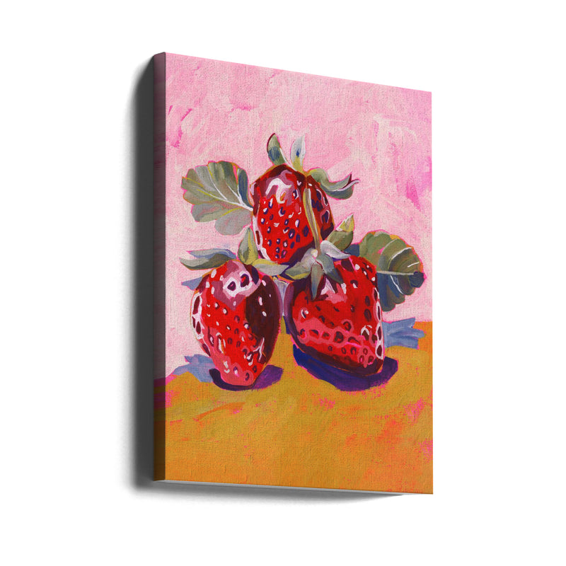 Fresh Paintainly Strawberries - Stretched Canvas, Poster or Fine Art Print I Heart Wall Art