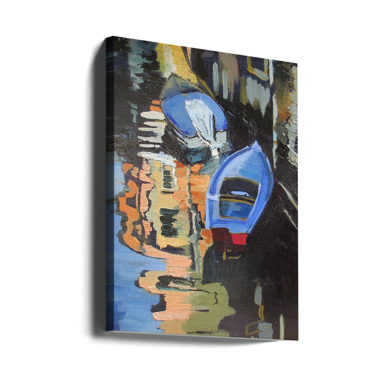 Boats On the Canal - Stretched Canvas, Poster or Fine Art Print I Heart Wall Art