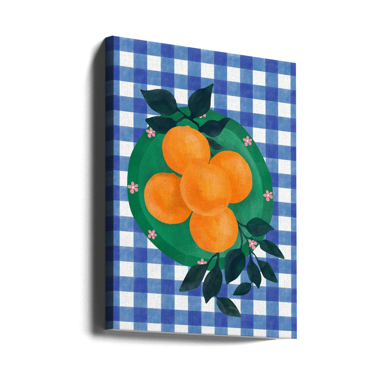 Checkered Citrus Charm - Stretched Canvas, Poster or Fine Art Print I Heart Wall Art