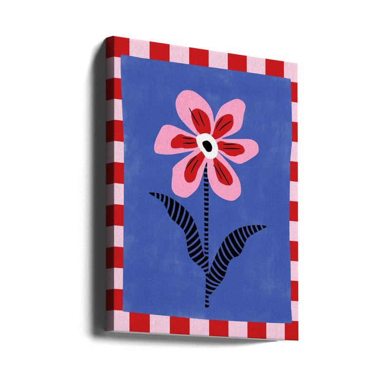 Flower with Pink Petals and Striped Leaves - Stretched Canvas, Poster or Fine Art Print I Heart Wall Art