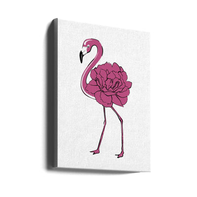 Peony Flamingo - Stretched Canvas, Poster or Fine Art Print I Heart Wall Art