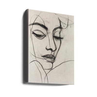 Line Drawing of a Woman - Stretched Canvas, Poster or Fine Art Print I Heart Wall Art