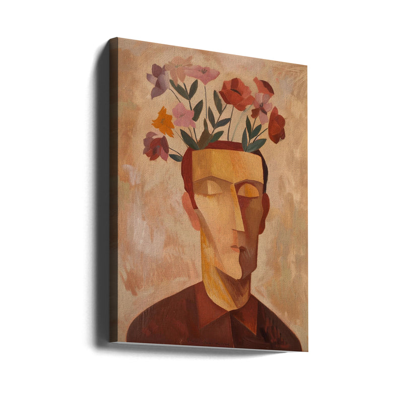 Man With Flowers - Stretched Canvas, Poster or Fine Art Print I Heart Wall Art