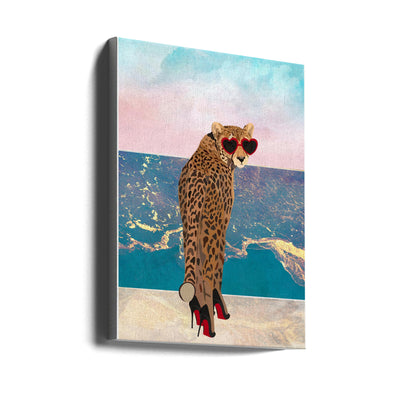 Cheetah on holiday - Stretched Canvas, Poster or Fine Art Print I Heart Wall Art