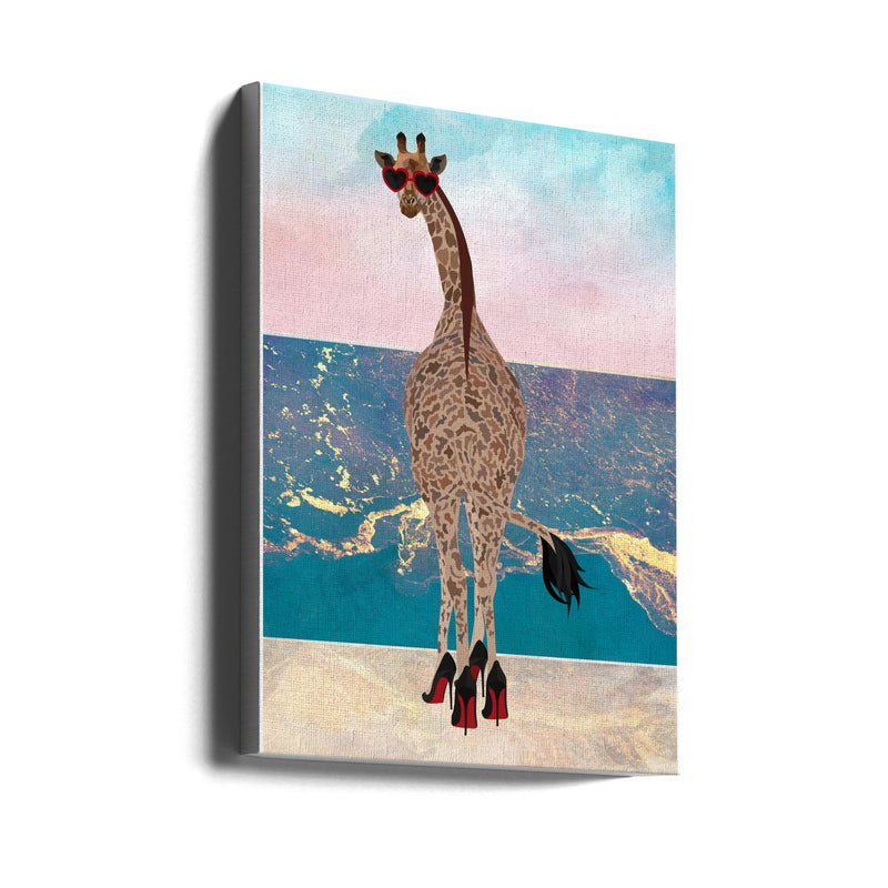 Giraffe on holiday - Stretched Canvas, Poster or Fine Art Print I Heart Wall Art