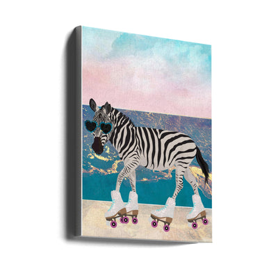 Zebra On Holiday Rollerksating - Stretched Canvas, Poster or Fine Art Print I Heart Wall Art