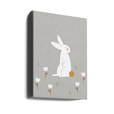 White Little Bunny - Stretched Canvas, Poster or Fine Art Print I Heart Wall Art