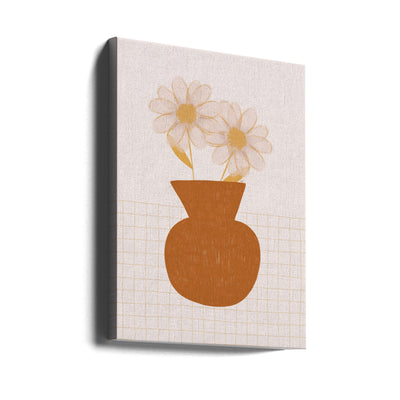 Vase With Two Daisies - Stretched Canvas, Poster or Fine Art Print I Heart Wall Art