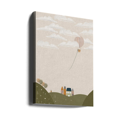 Pink Hot Air Balloon - Stretched Canvas, Poster or Fine Art Print I Heart Wall Art