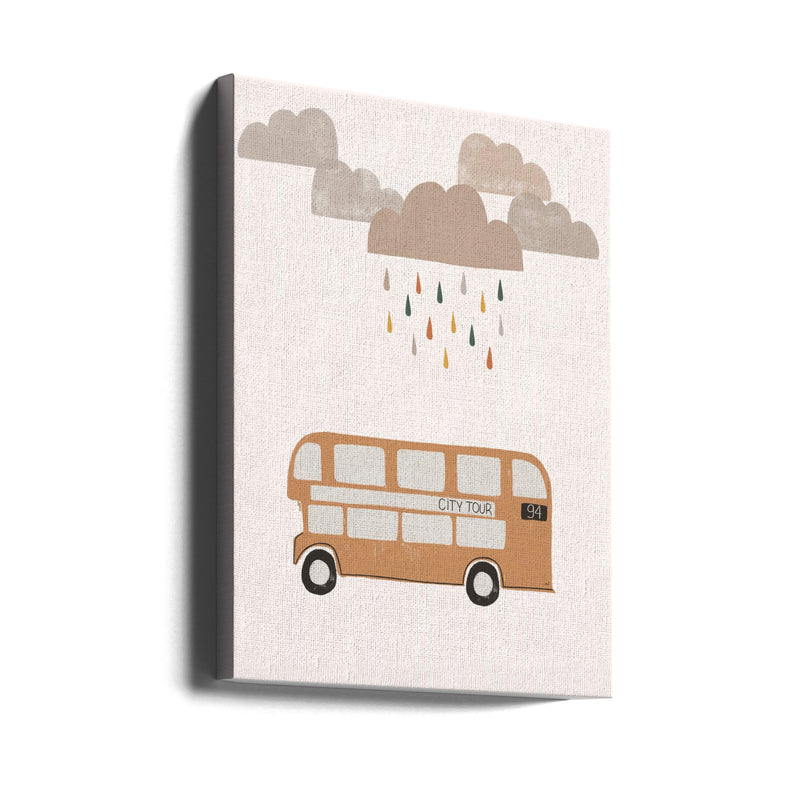 Orange Bus - Stretched Canvas, Poster or Fine Art Print I Heart Wall Art