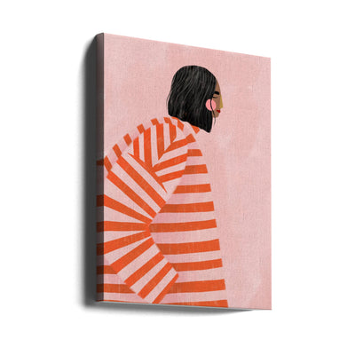 The Woman With the Ornage Stripes - Stretched Canvas, Poster or Fine Art Print I Heart Wall Art