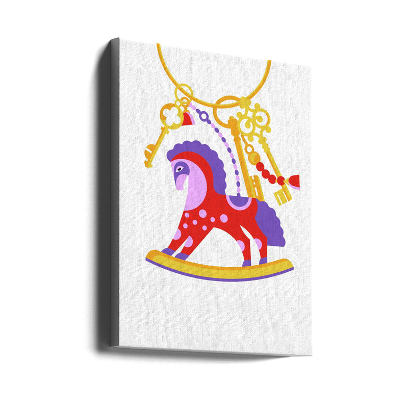 Horsy Toy Playful Simple Deco Illustration For Kids - Stretched Canvas, Poster or Fine Art Print I Heart Wall Art